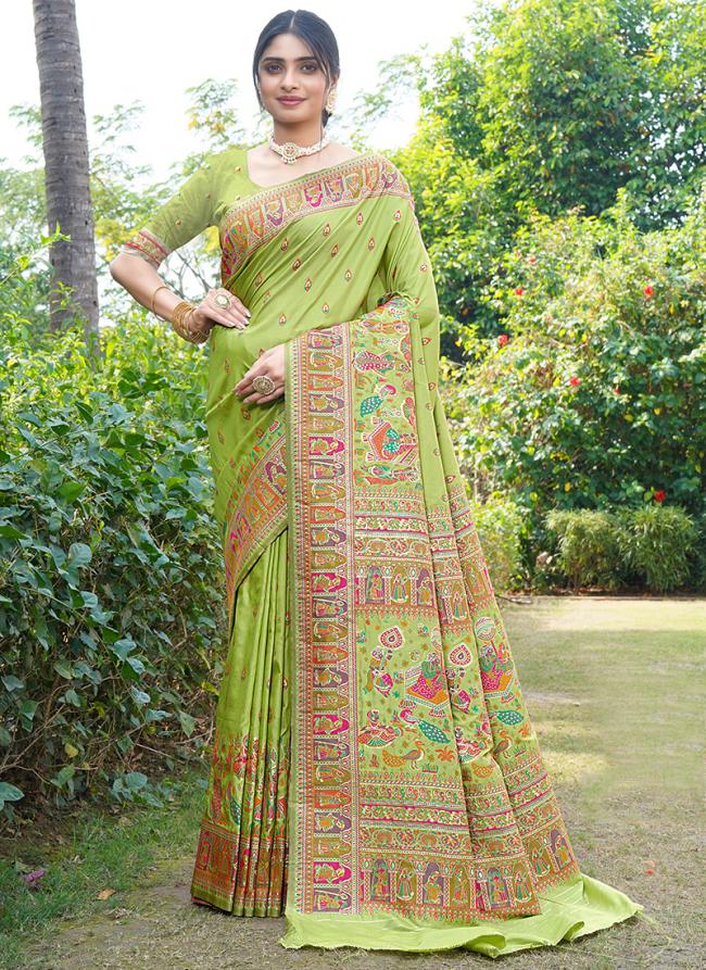 Soft Pure Silk Green Traditional Wear Weaving Saree